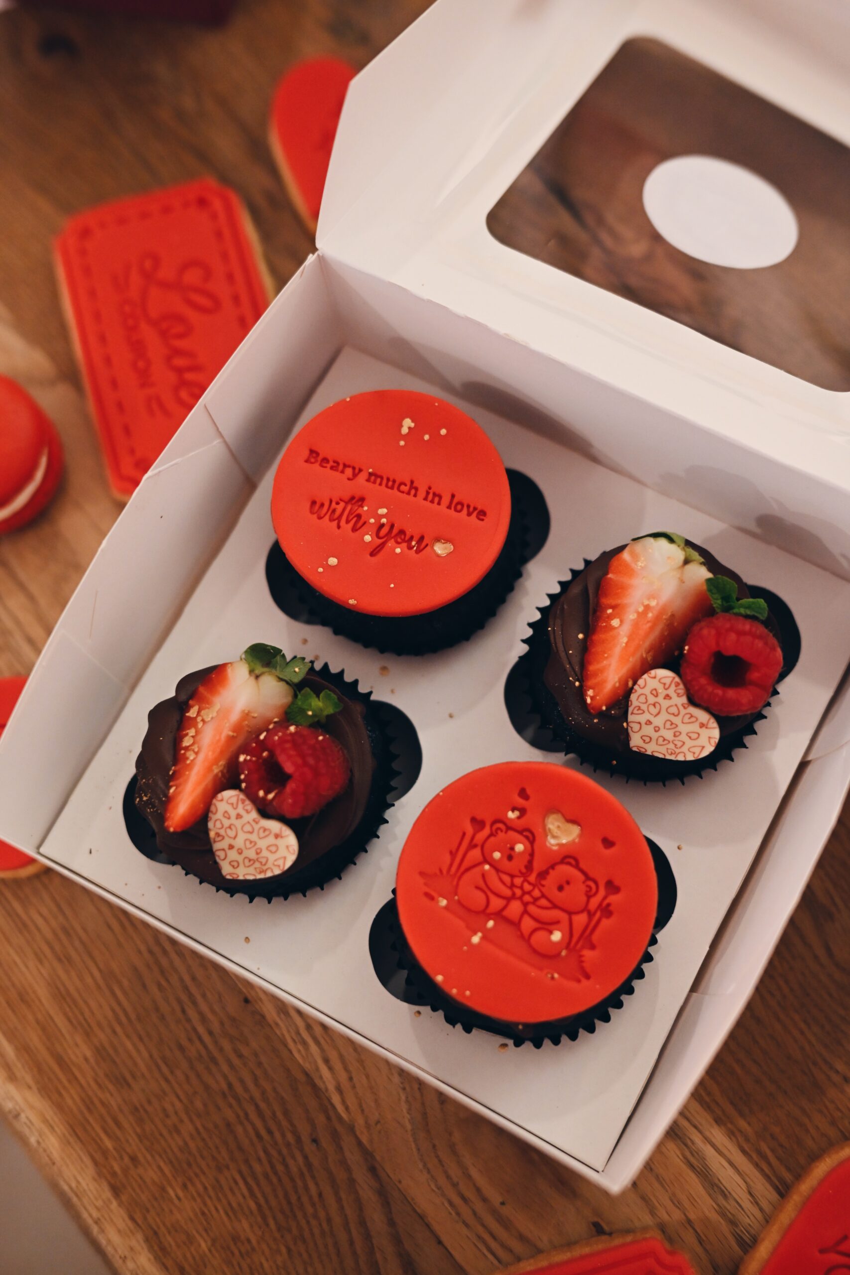 Bären Cupcakes 12er Valentines – Bild 4